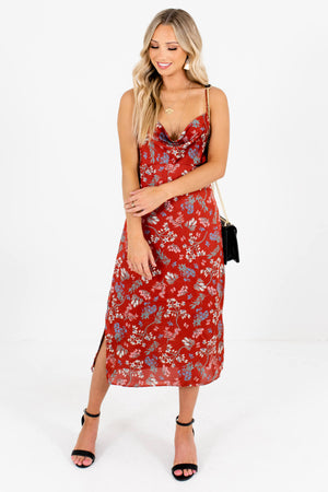Rust Red Cute and Comfortable Boutique Midi Dresses for Women