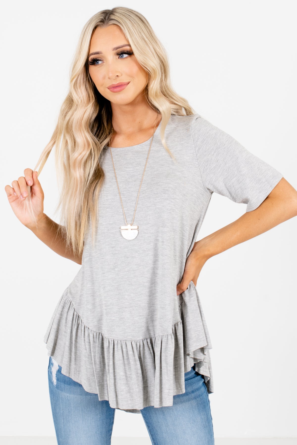 Gray Cute and Comfortable Boutique Tops for Women