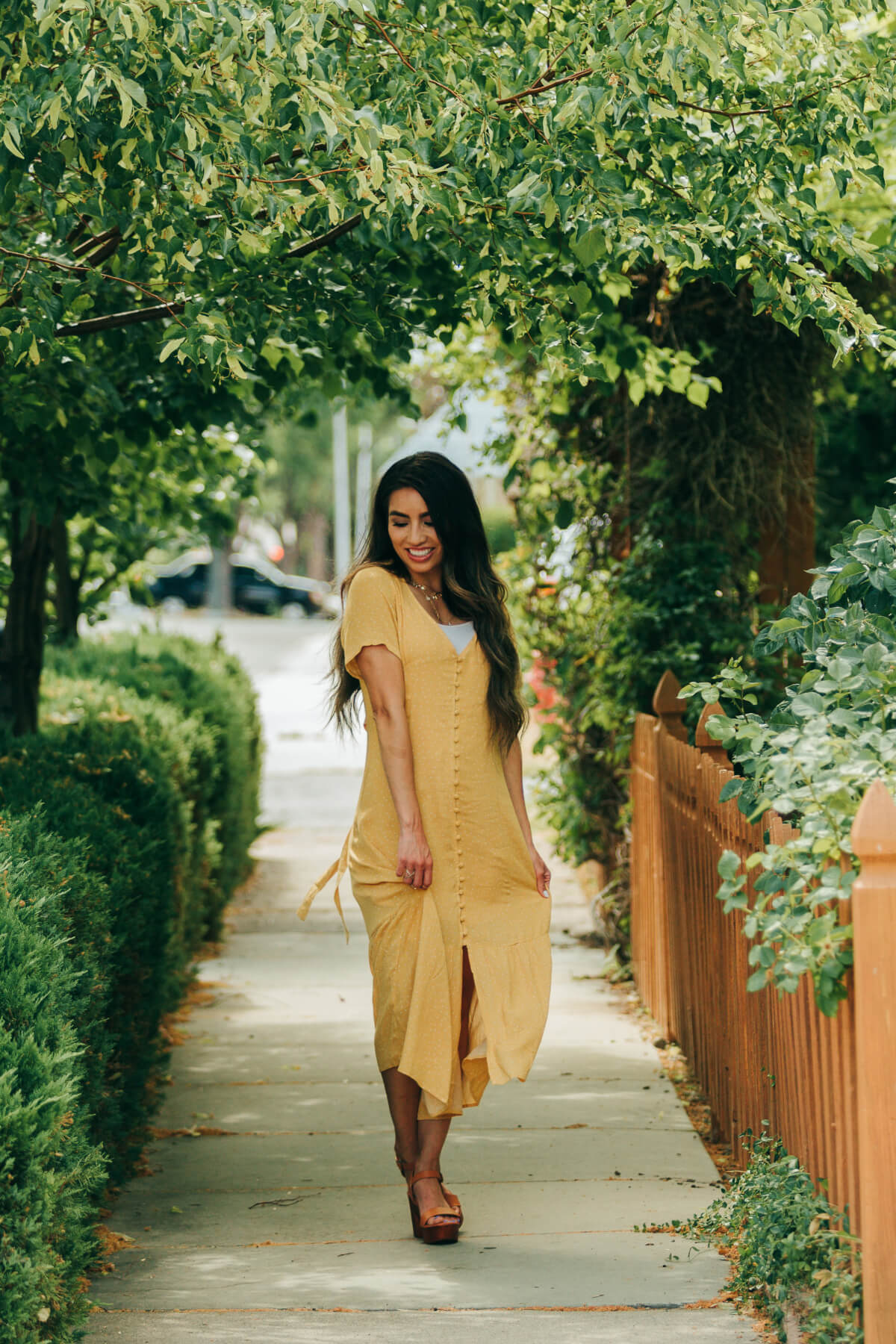 Mustard polka sales dot maxi dress