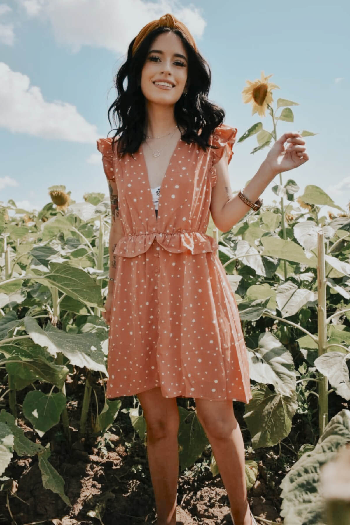 Polka dot plunge midi dress hotsell by glamorous