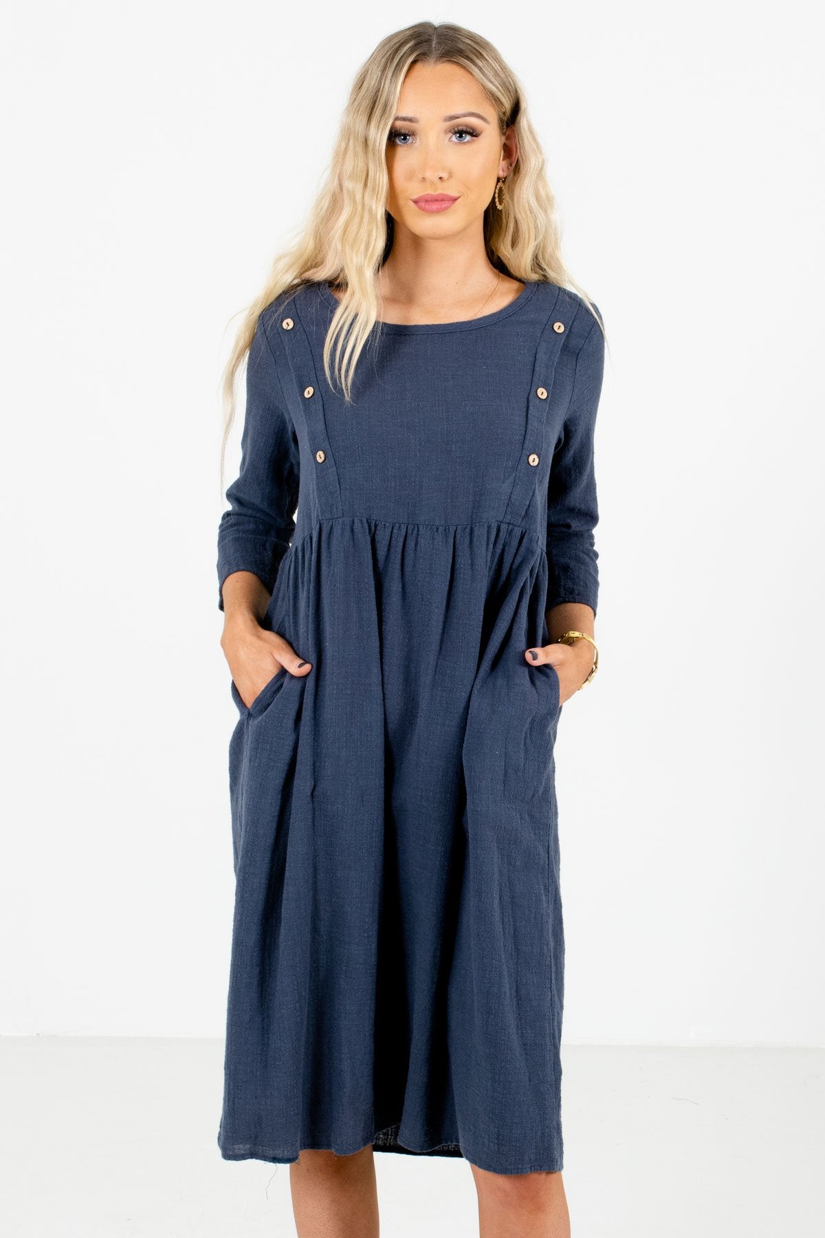 Blue Knee-Length Boutique Dresses for Women