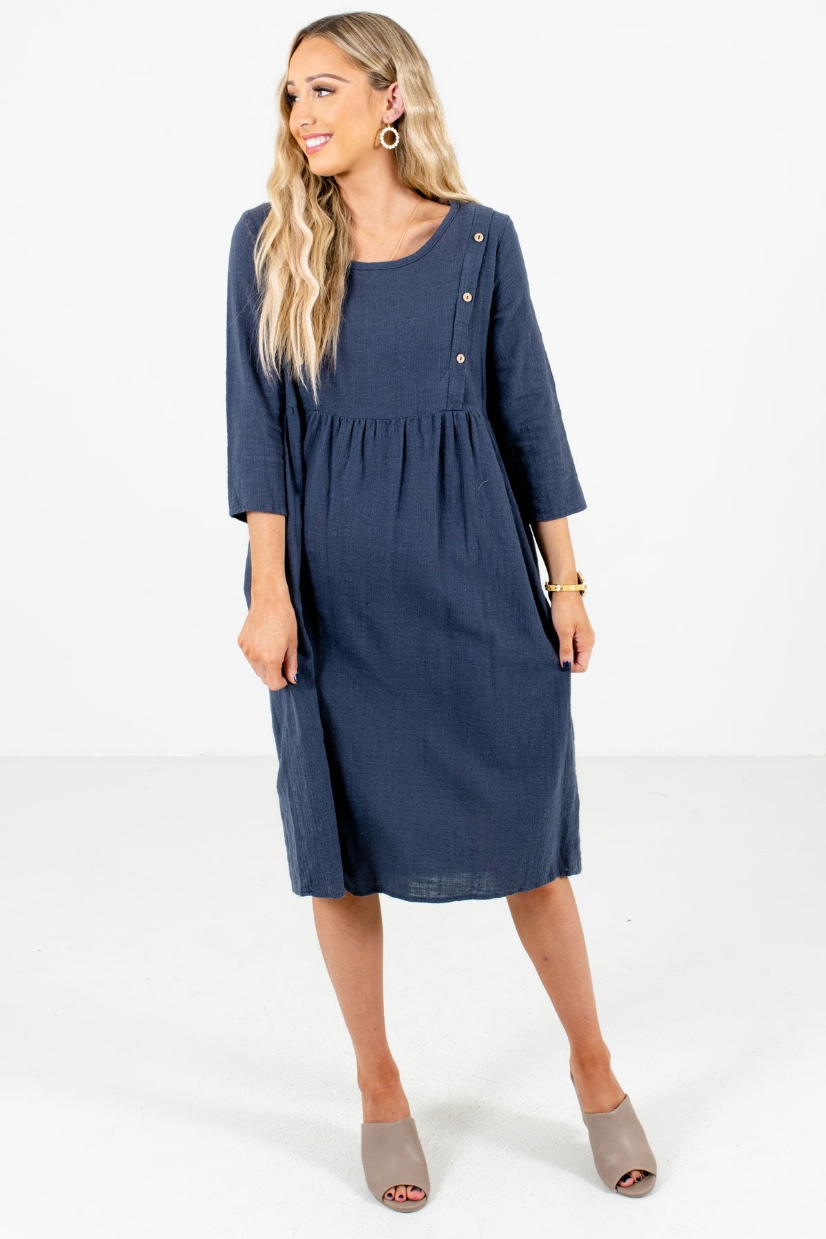 Women’s Blue Casual Everyday Boutique Knee-Length Dress
