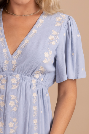 textured blue midi dress