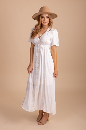beautiful white midi dress