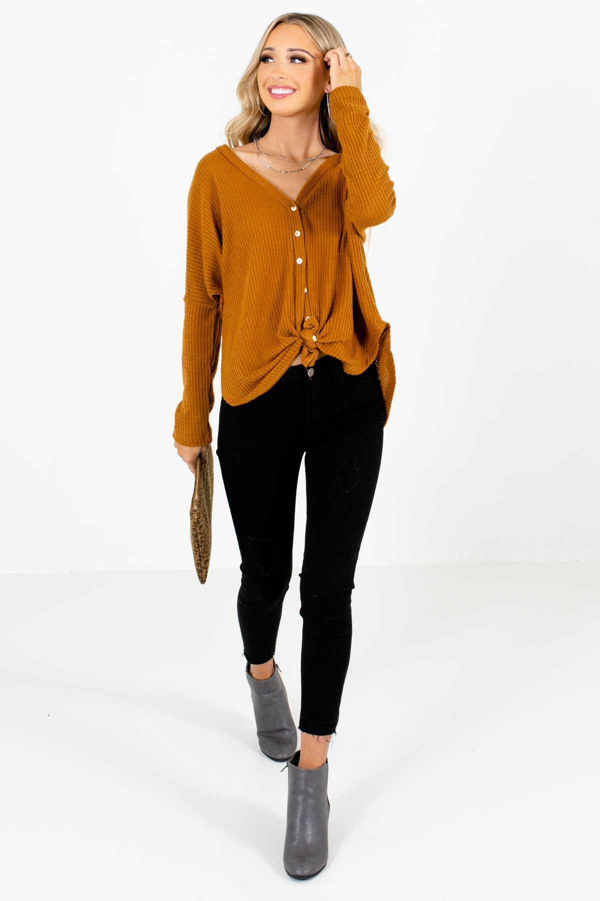 Tawny Orange Cute and Comfortable Boutique Tops for Women