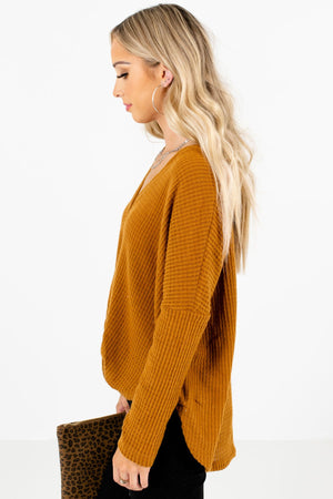 Tawny Orange Long Sleeve Boutique Tops for Women