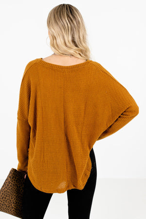 Women’s Tawny Orange High-Quality Waffle Knit Material Boutique Tops