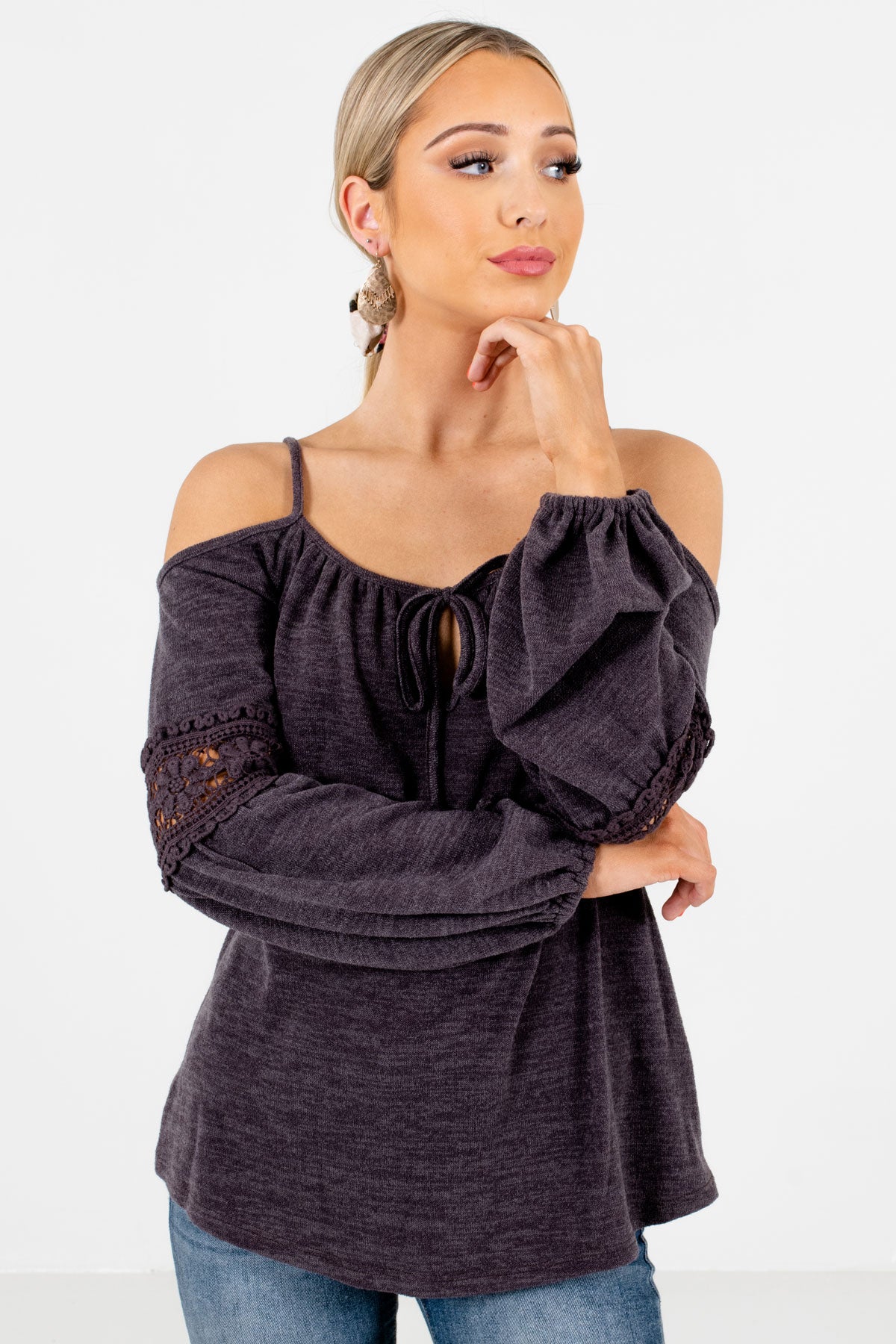 Women’s Charcoal Gray Adjustable Strap Boutique Tops