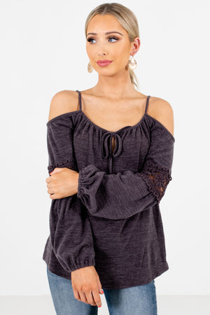 Women’s Charcoal Gray Casual Everyday Boutique Tops