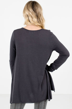 Women’s Charcoal Gray High-Low Hem Boutique Sweater