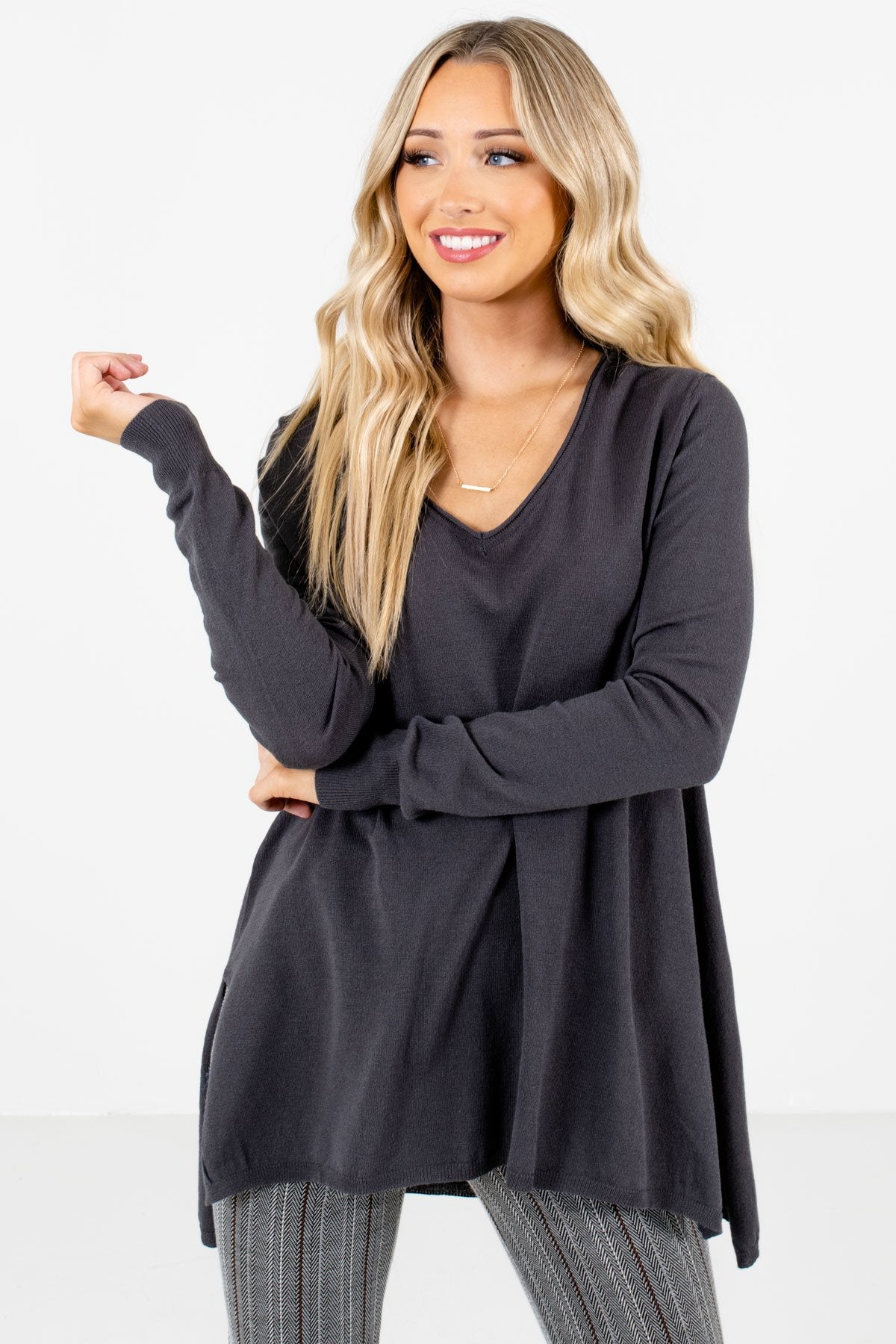 Charcoal Gray Cute and Comfortable Boutique Sweaters for Women