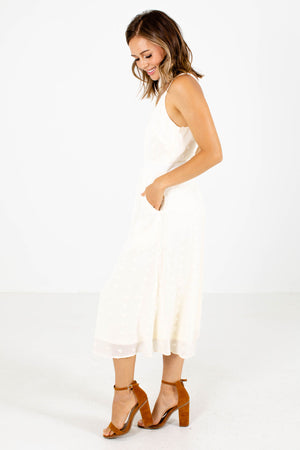 Women's White Boutique Dress with Pockets