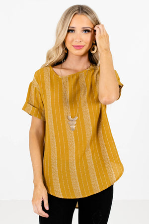 Women's Mustard Yellow Business Casual Boutique Tops