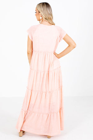 Women's Pink Ruffled Boutique Maxi Dresses