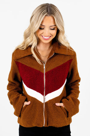 Women's Brown Boutique Jackets with Pockets