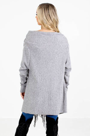Women's Gray Long Sleeve Boutique Cardigan