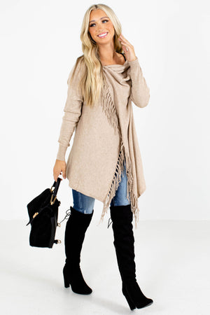 Taupe Brown Cute and Comfortable Boutique Cardigans for Women