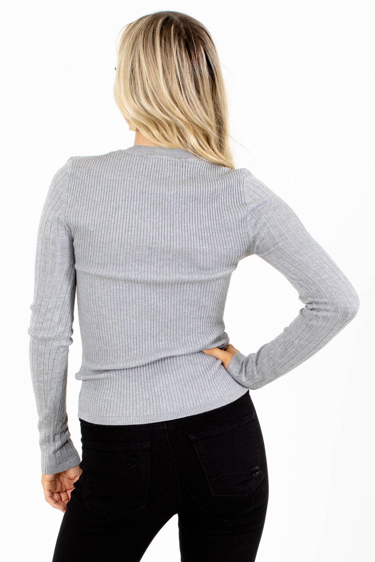 Women's Gray Knit Material Boutique Top