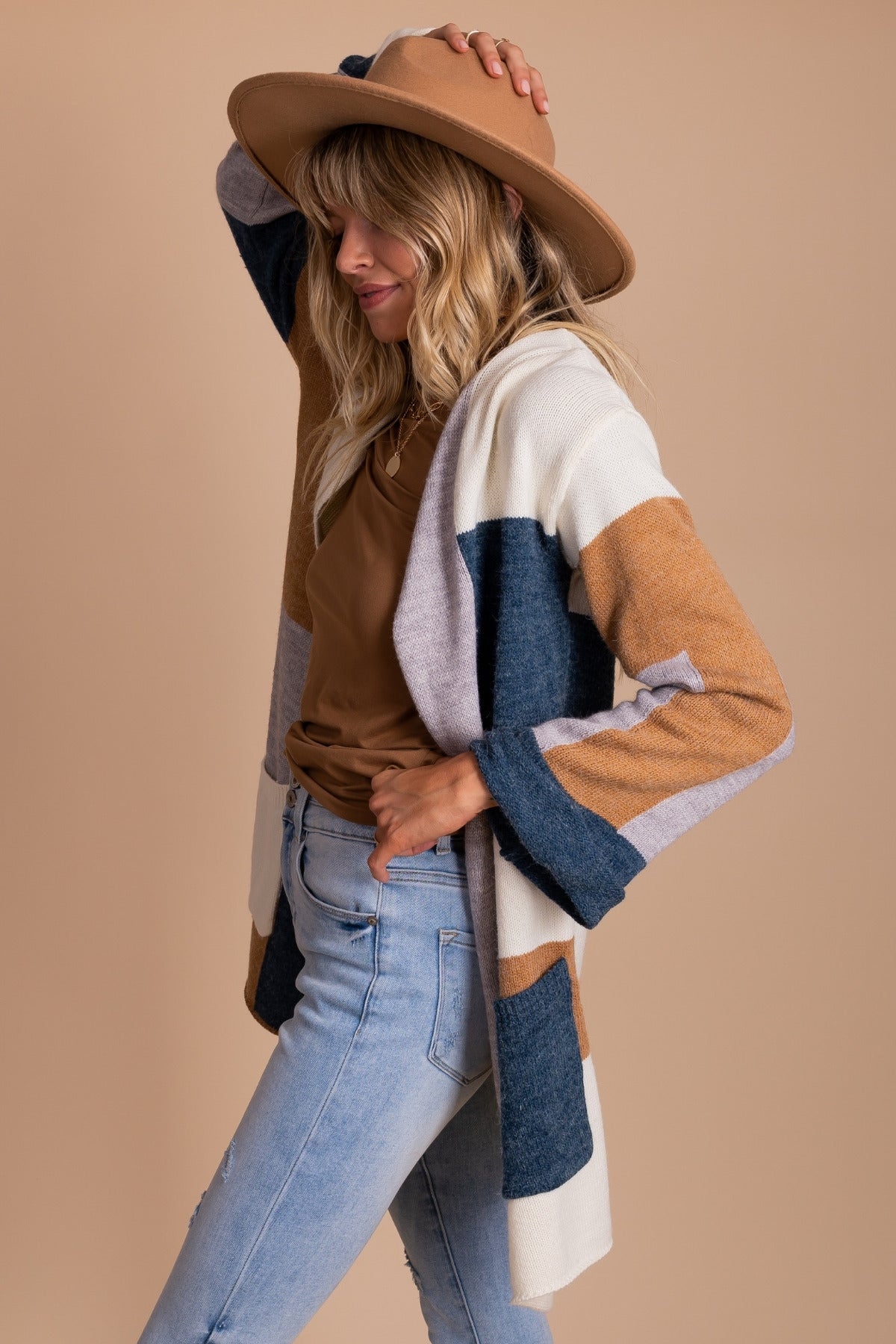 Fall color block best sale cardigan
