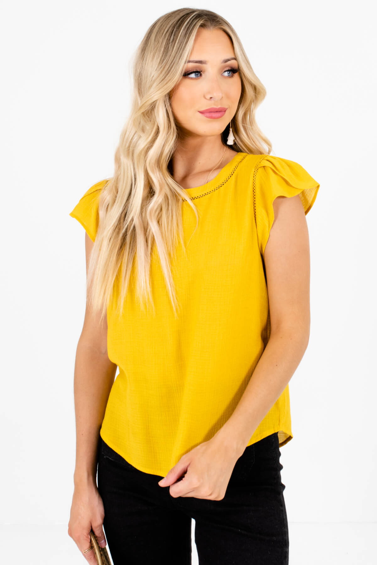 Women’s Mustard Yellow Business Casual Boutique Blouse