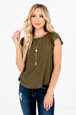 Women’s Olive Green Business Casual Boutique Blouse