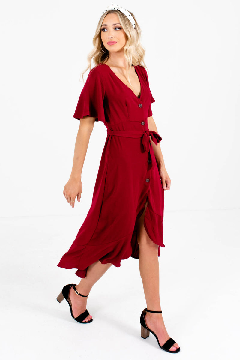 Fall in Love Burgundy Midi Dress