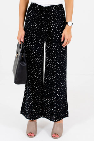 Black and White Polka Dot Patterned Boutique Pants for Women