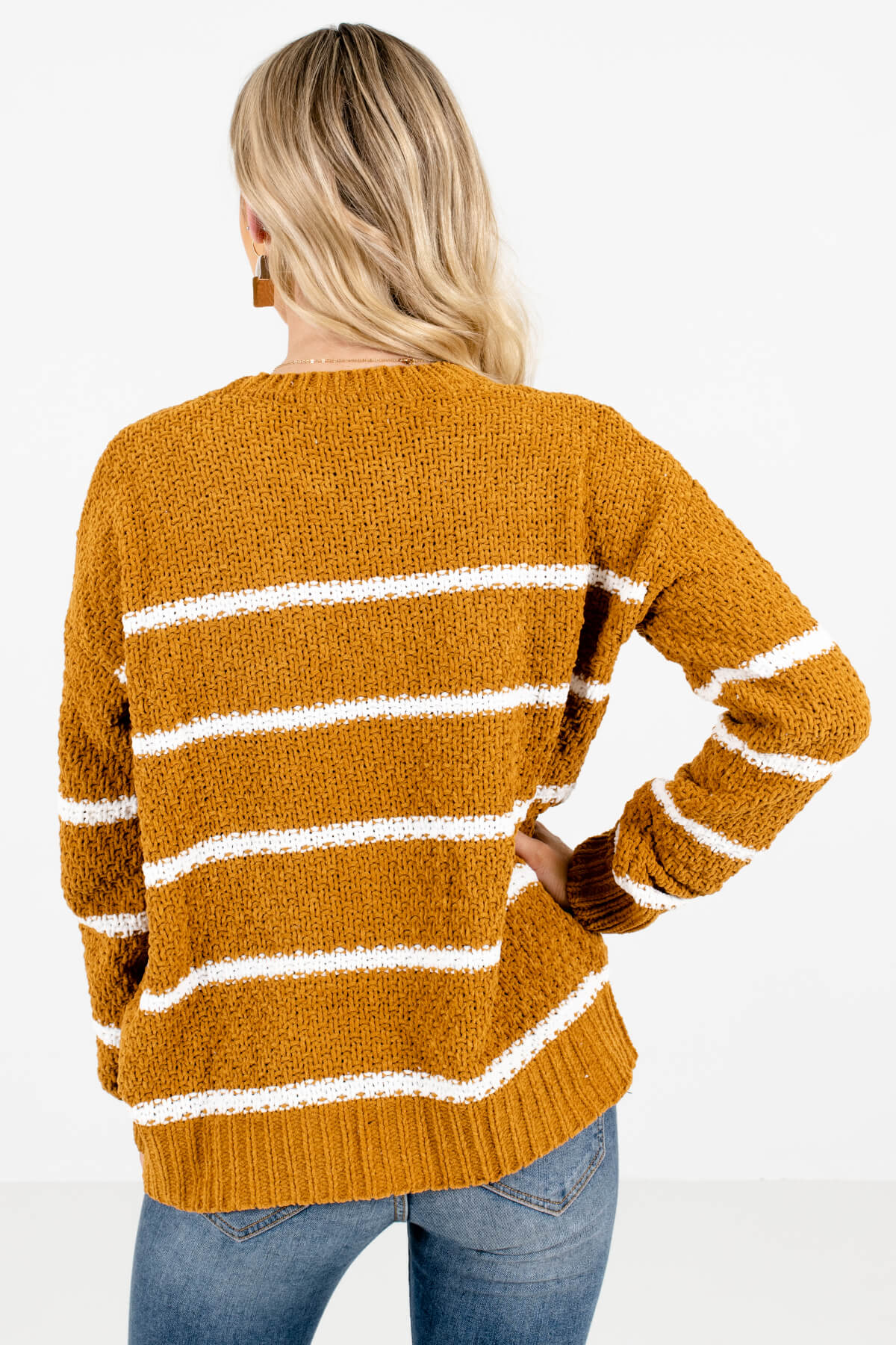 Women's Mustard Yellow Soft Knit Material Boutique Sweater