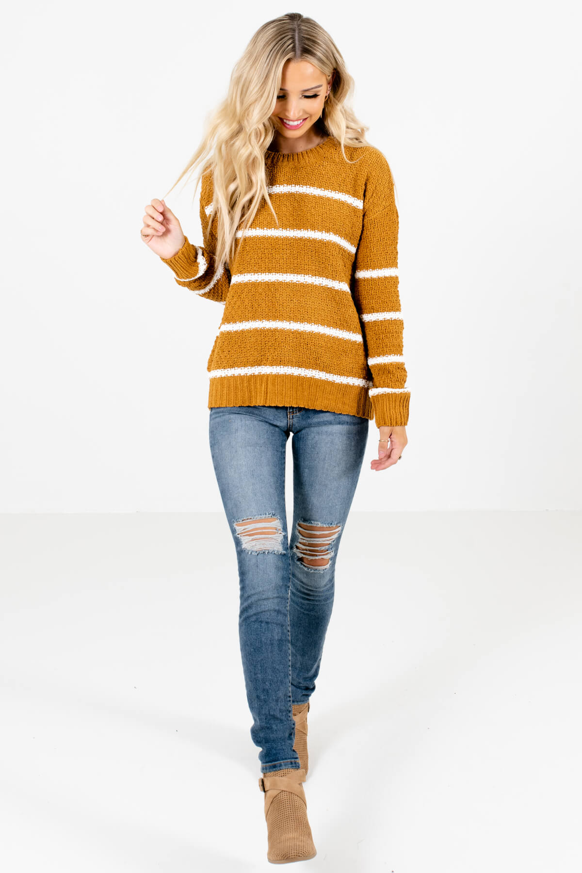 Mustard Yellow Cute and Comfortable Boutique Sweaters for Women