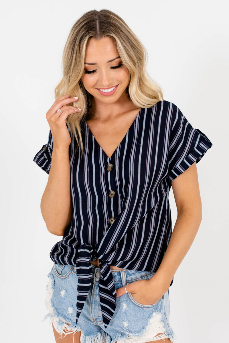 Family Ties Navy Striped Top