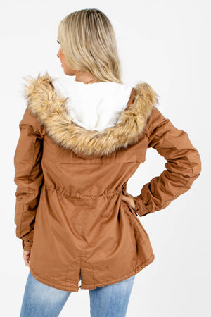 Brown Boutique Coats with Pockets for Women