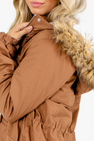 Women's Brown Coat with Hood