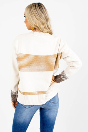 Women's Cream Round Neckline Boutique Sweater