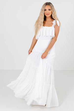White Cute and Comfortable Boutique Maxi Dresses for Women