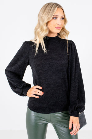Black Bishop Sleeve Boutique Tops for Women
