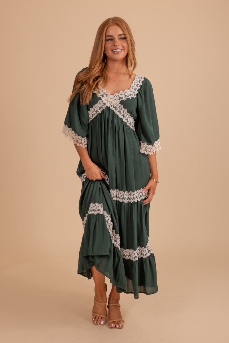 Find Me In The Evergreens Lace Maxi Dress