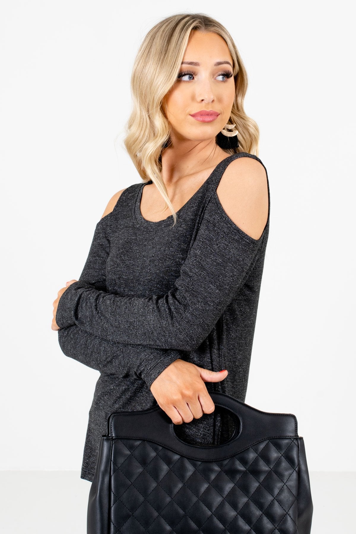 Black Warm and Cozy Boutique Tops for Women