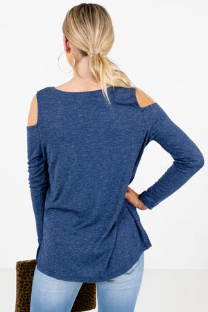 Women’s Blue Lightweight Knit Material Boutique Tops