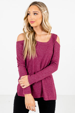Purple Cold Shoulder Style Boutique Tops for Women