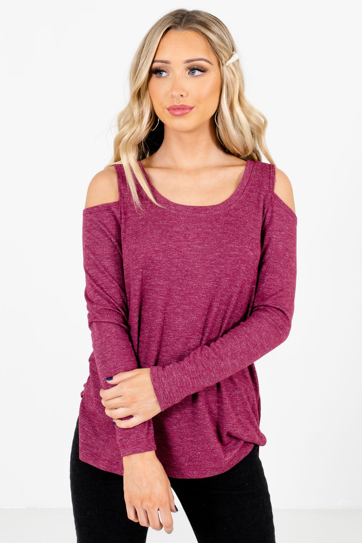 Women’s Purple Round Neckline Boutique Tops