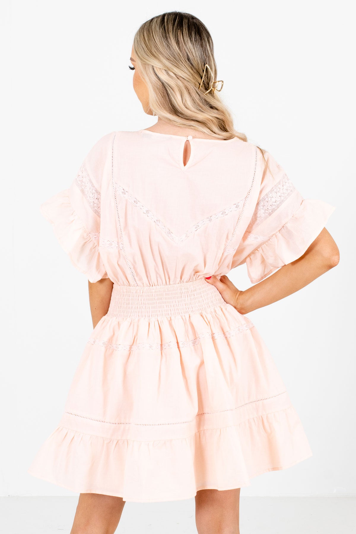 Women's Pink Keyhole Back Boutique Mini Dress