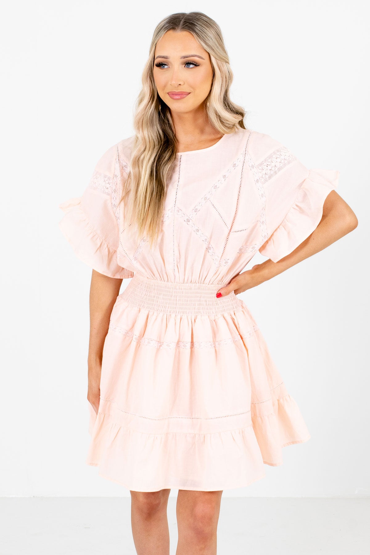 Women's Pink Lightweight High-Quality Material Boutique Mini Dress