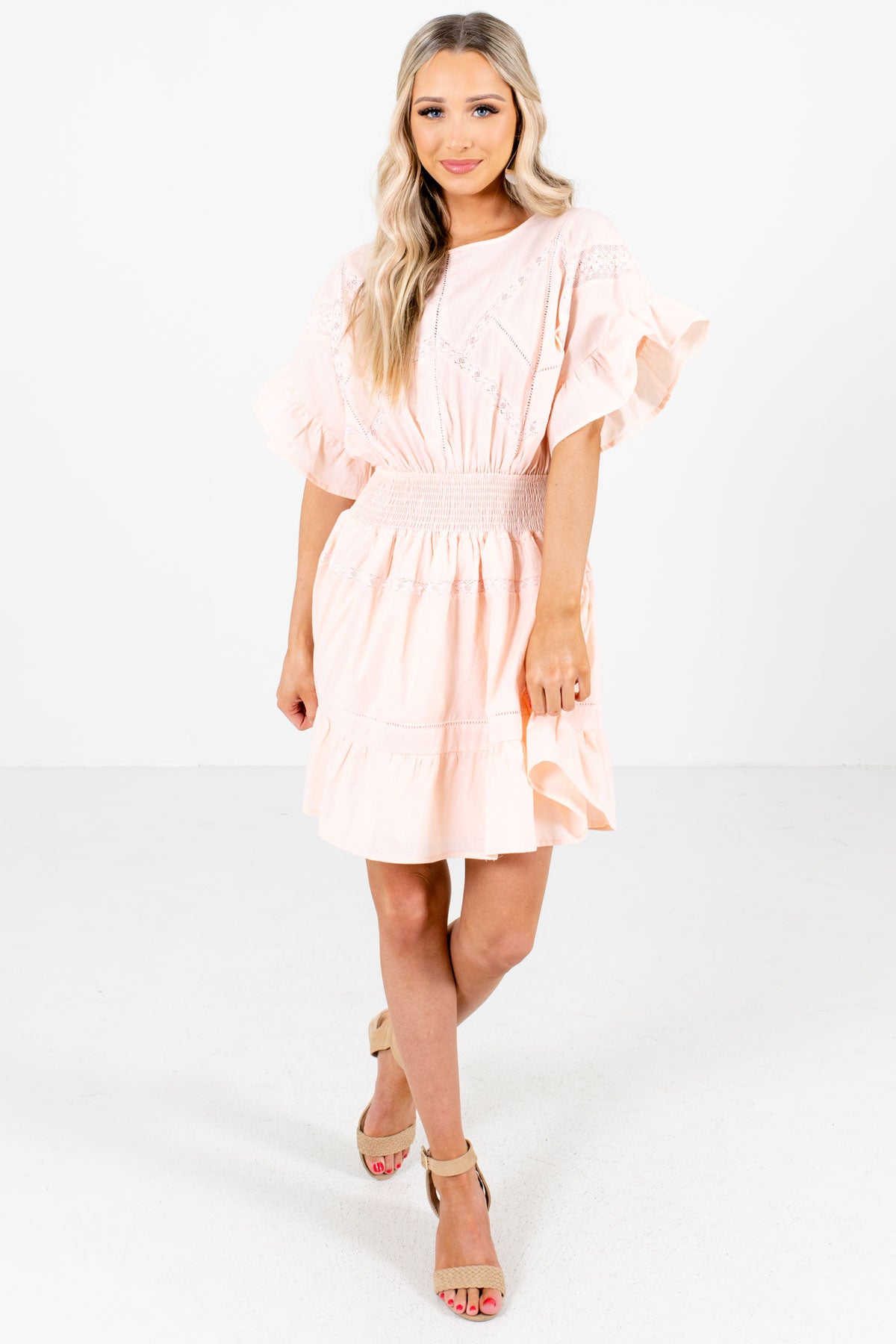 Light Pink Cute and Comfortable Boutique Mini Dresses for Women
