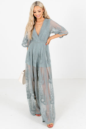 Green Lace Overlay Boutique  Jumpsuits for Women