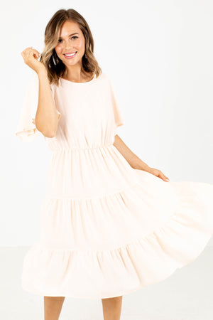 Women's Off White Tiered Modest Dress