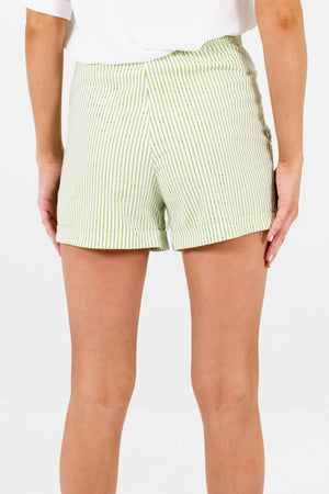 Green White Striped Womens Shorts Affordable Online Boutique