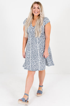 White Patterned Cute and Comfortable Boutique Plus Size Mini Dresses for Women