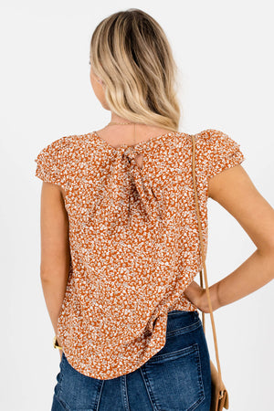 Women’s Rust Orange Tiered Sleeve Boutique Blouse