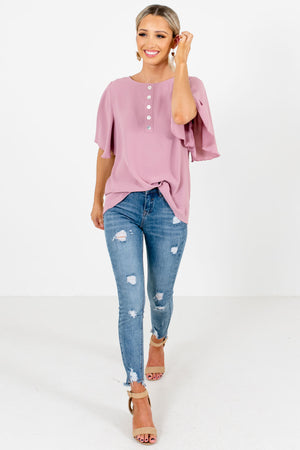 Women's Pink Business Casual Boutique Blouse
