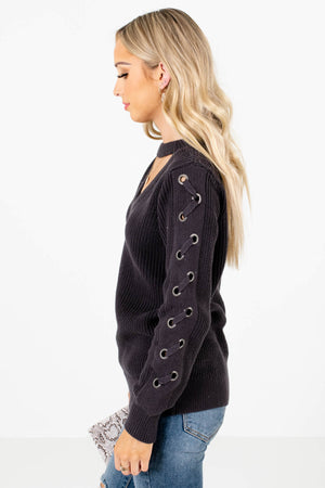 Charcoal Gray Thick High-Quality Material Boutique Sweaters for Women